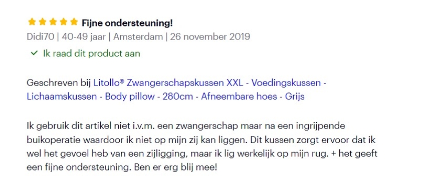litollo XXL zwangerschapskussen review